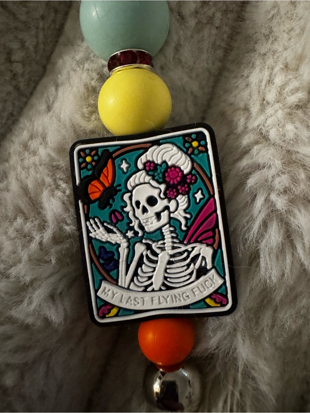 Beaded Skeleton Charm Keychain – Multicolor - Picture 2 of 2